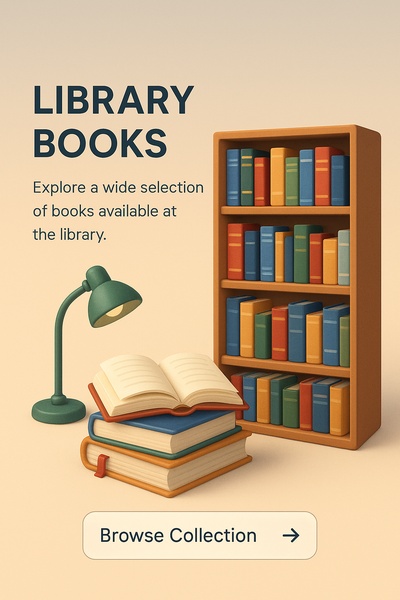 3D Illustration of Library Books and Reading Area