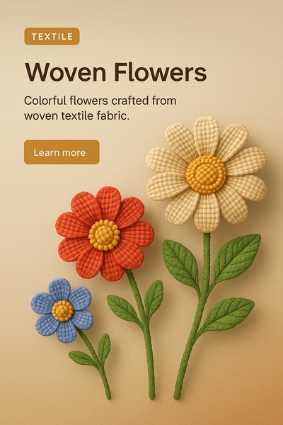 Colorful 3D Woven Textile Flowers Illustration