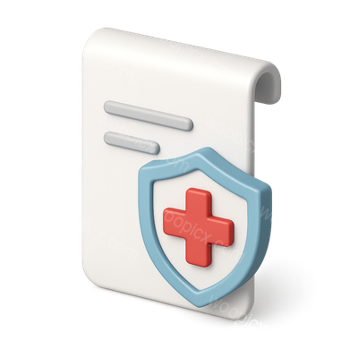 3D Medical Shield Icon with Document Background
