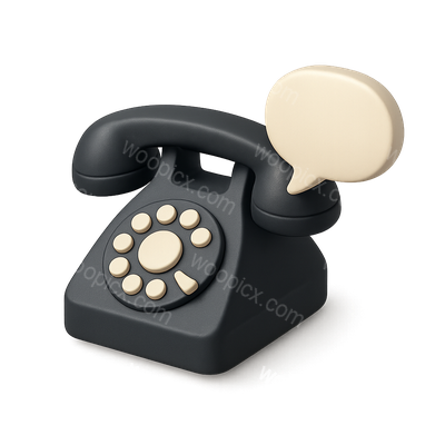 Stylized 3D Telephone Icon with Speech Bubble