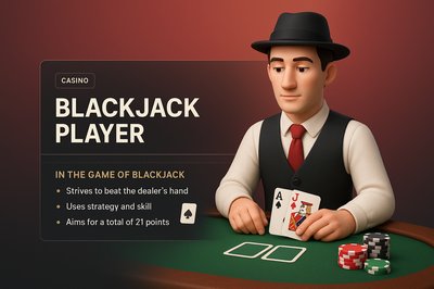 3D Illustration of a Blackjack Player in Casino Setting