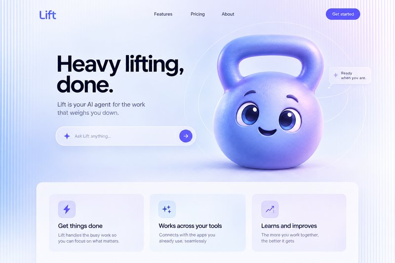 AI agent landing page design