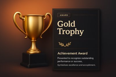 Elegant Gold Trophy Award with Dark Background