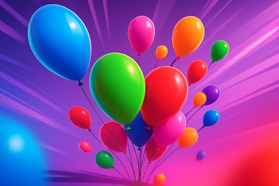 Vibrant Colorful Balloons in Dynamic Composition