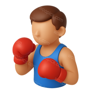 Stylized 3D Boxer Icon in Isometric View