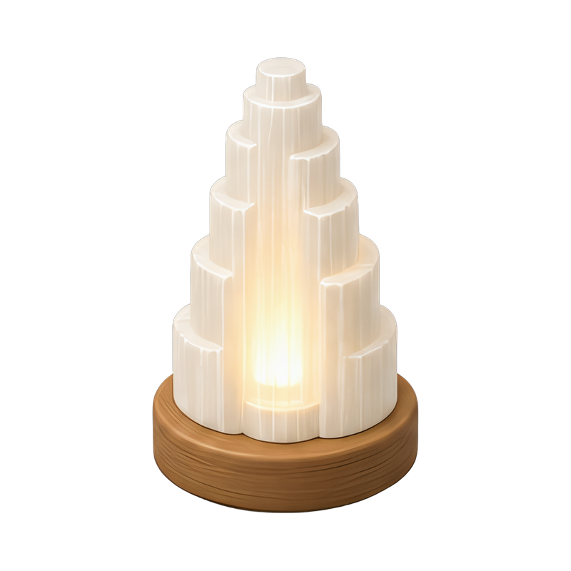 Elegant selenite tower lamp