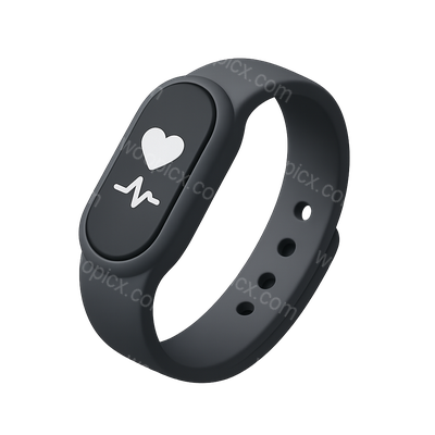 Stylish 3D Fitness Tracker Icon with Heart Monitor Design