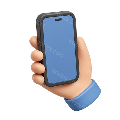 3D Smartphone Icon in Hand with Isometric View