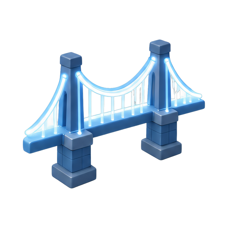 futuristic light beam bridge