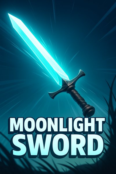 Dynamic Moonlight Sword Illustration with Vibrant Colors