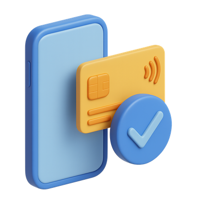 Stylized 3D Payment Icon with Mobile and Card