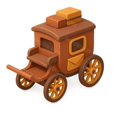 Stylized 3D Stagecoach Icon with Isometric View