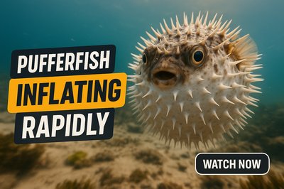 Underwater Video Thumbnail Featuring Inflating Pufferfish