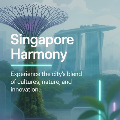Futuristic Cityscape Illustration Highlighting Cultural Harmony