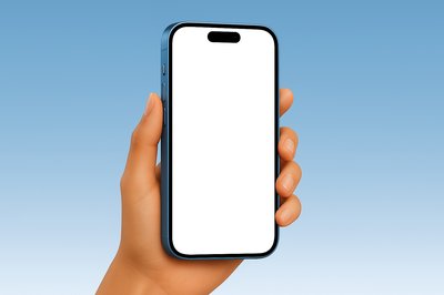 Front View of a Blue Smartphone Against a Gradient Background