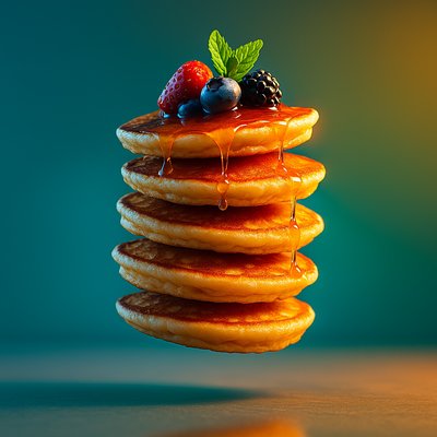 Dynamic Flight of Pancakes with Fresh Berries
