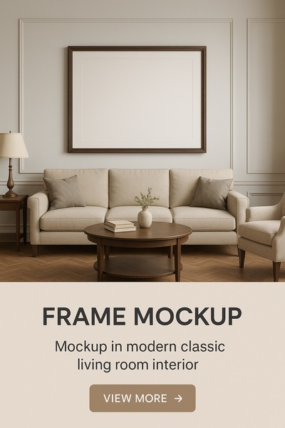 Elegant 3D Mockup of a Classic Living Room Interior
