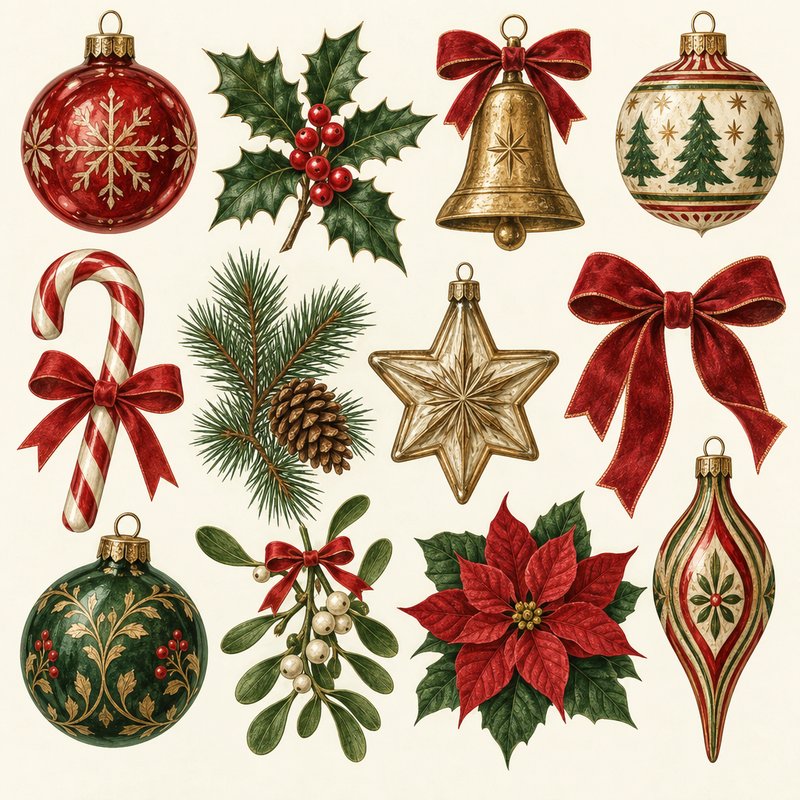 vintage Christmas design elements