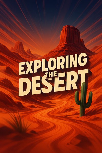 Dynamic Desert Scene with Bold Typography