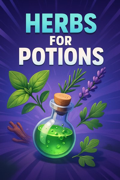 Dynamic Illustration of Herbs for Potions in Vibrant Colors