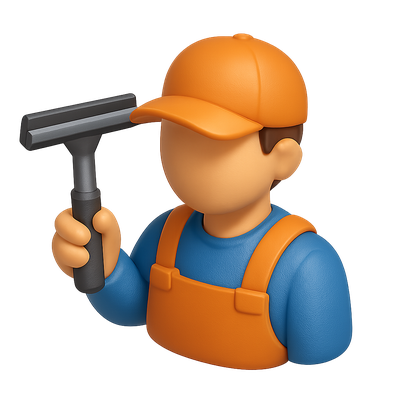 3D Icon of a Window Washer with Squeegee