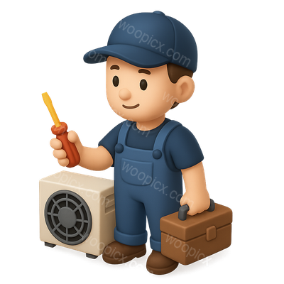 3D HVAC Technician Icon with Tools in Isometric View