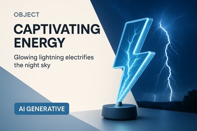 Electrifying Nightscape with Glowing Lightning and Modern Product