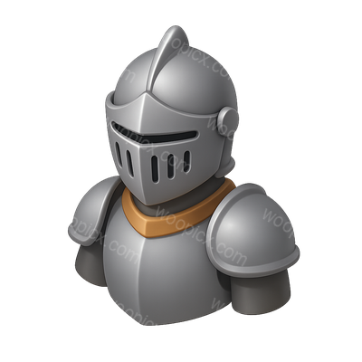 Stylized 3D Knight Icon with Volumetric Armor Design