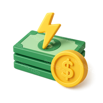 3D Icon Representation of Flash Loans with Currency