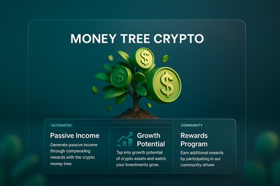 3D Illustration of Money Tree Crypto Concept with Features