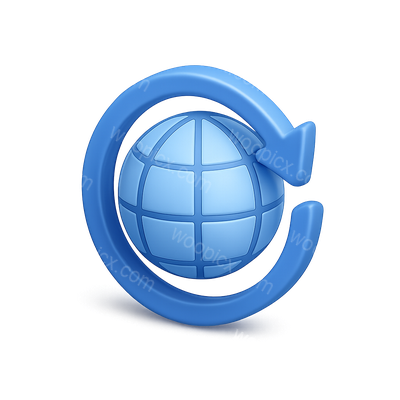 3D Circular Arrow Icon Surrounding a Sphere