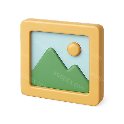 Stylized Icon of a Mountain Landscape in a Frame