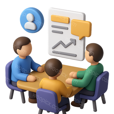 3D Icon of People Collaborating on Project Discussion