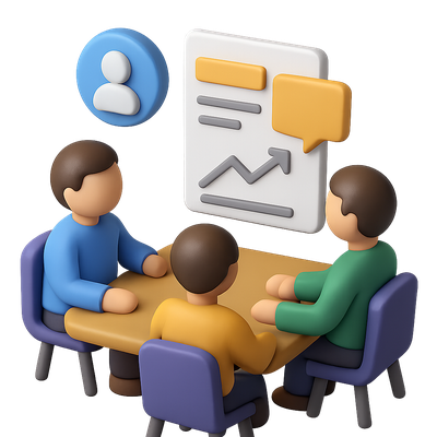 3D Icon of People Collaborating on Project Discussion
