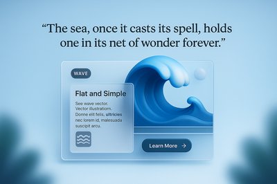 Landing Page Design with 3D Wave Illustration and Quote