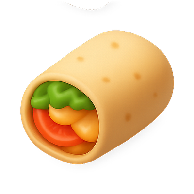 Colorful Burrito Icon with Fresh Ingredients