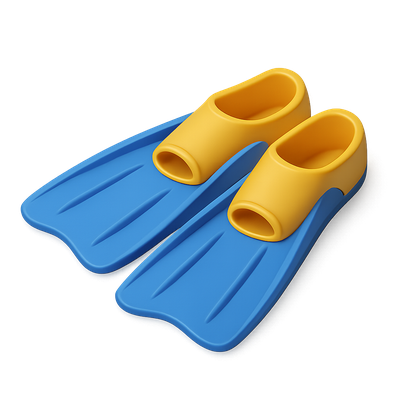 Colorful 3D Icon of Blue and Yellow Swim Fins