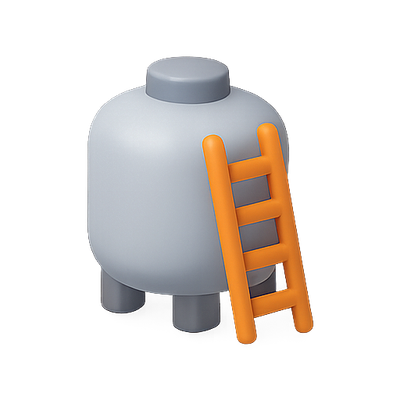 3D Illustration of a Tank with an Orange Ladder