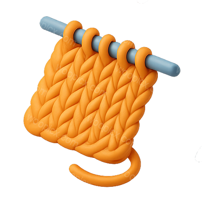 3D Render of Knitted Textile with Knitting Needles