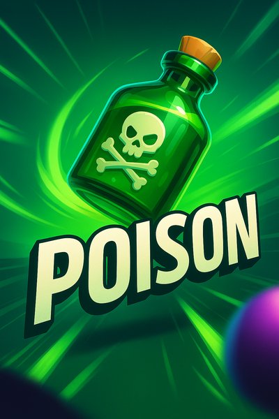 Dynamic Illustration of Poison Bottle with Bold Typography