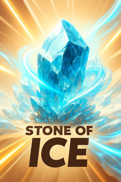 Dynamic Neon Ice Stone Illustration with Luminous Effects