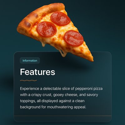 Delicious Pepperoni Pizza Slice Flying with Features Block