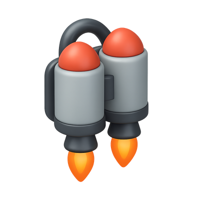 Stylish 3D Jetpack Icon with Volumetric Design