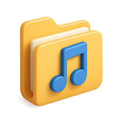 Stylish 3D Music Folder Icon for Digital Files