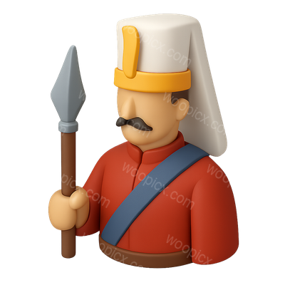 3D Janissary Icon in Isometric View with Volumetric Feel