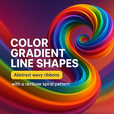 Vibrant Abstract Gradient Spiral Design with Colorful Ribbons