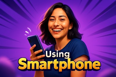 Engaging Dynamic Phone Interaction with Smiling Woman