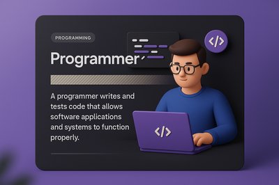 3D Web Design Concept Featuring a Programmer at Work