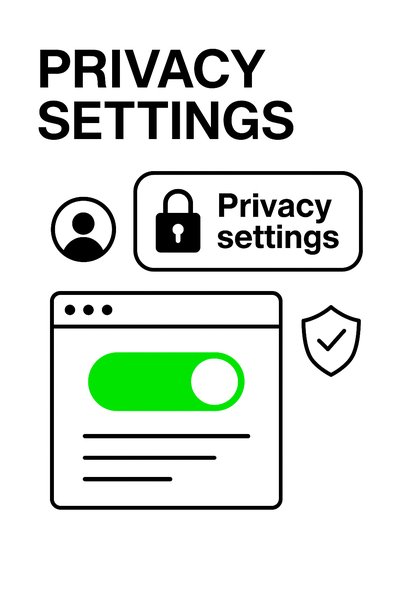 Digital Privacy Settings Graphic with Iconography