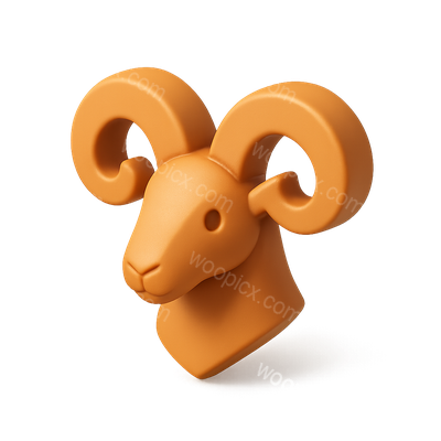 Stylized 3D Aries Icon in Isometric View